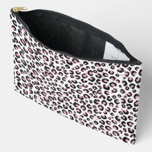 Elegantes Roségold-schwarzes Leopardenmuster Zubehörtasche