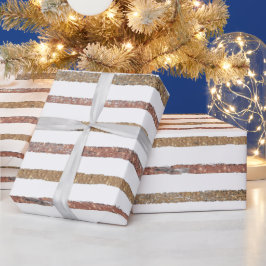 Elegantes Roségold und weiß gestreift Geschenkpapier