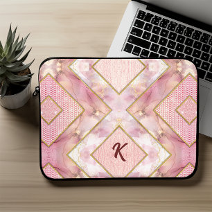 Elegantes roségoldenes, girly geometrisches Skizze Laptopschutzhülle