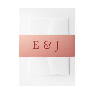 Elegantes roségoldenes Monogramm-Hochzeits Einladu Einladungsbanderole