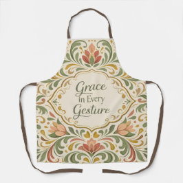 Elegantes Rosemaling-Blumenmuster mit Zitat Schürze