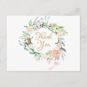 Elegantes Rosen-Girlanden-Geschäft Danke Postkarte