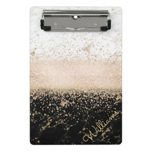 Elegantes Rosen-Gold-Konfetti-Marmor-Design Mini Klemmbrett