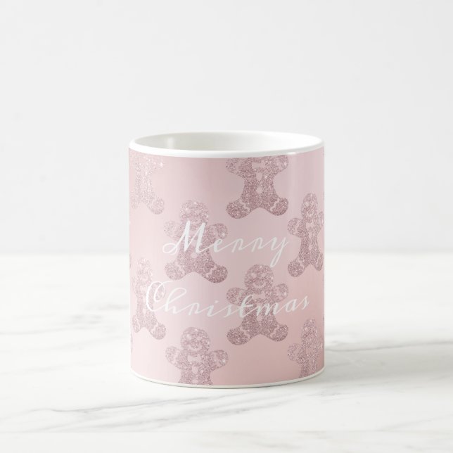 Elegantes Rosen-GoldGlitzer-Lebkuchen-Mann-Muster Kaffeetasse (Mittel)