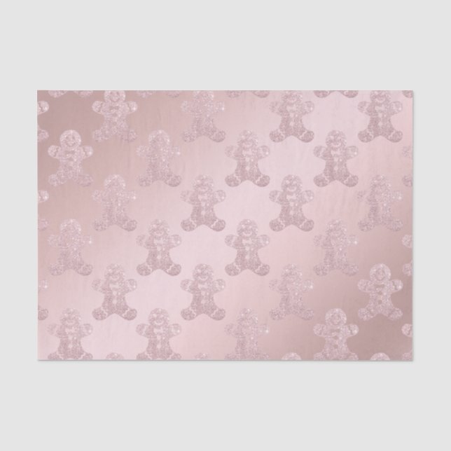 Elegantes Rosen-GoldGlitzer-Lebkuchen-Mann-Muster Seidenpapier (Vorderseite)