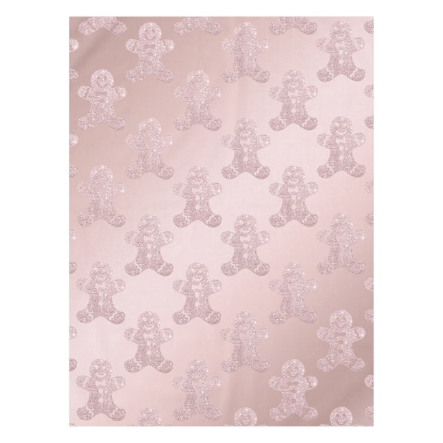Elegantes Rosen-GoldGlitzer-Lebkuchen-Mann-Muster Tischdecke (Vorderseite)