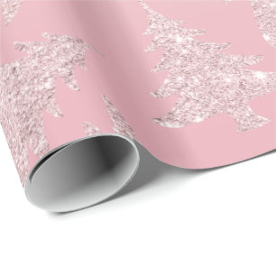 Elegantes Rosen-GoldGlitzer-Weihnachtsbaum-Muster Geschenkpapier