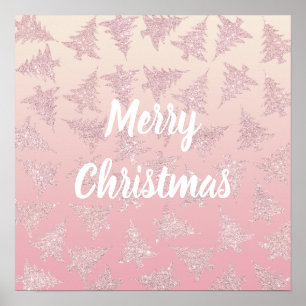 Elegantes Rosen-GoldGlitzer-Weihnachtsbaum-Muster Poster