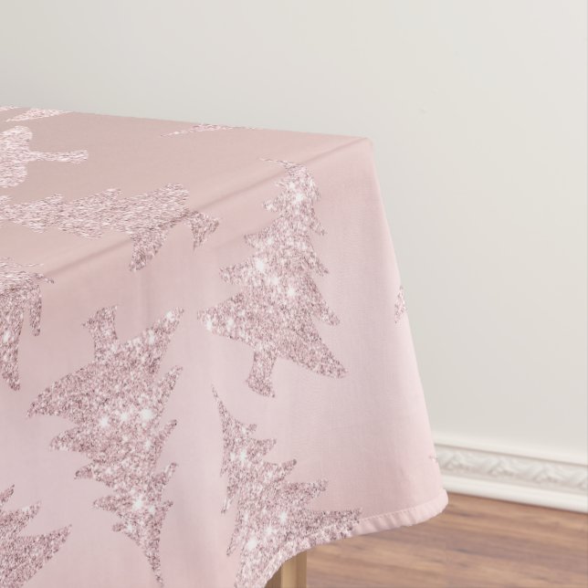 Elegantes Rosen-GoldGlitzer-Weihnachtsbaum-Muster Tischdecke (Beispiel)
