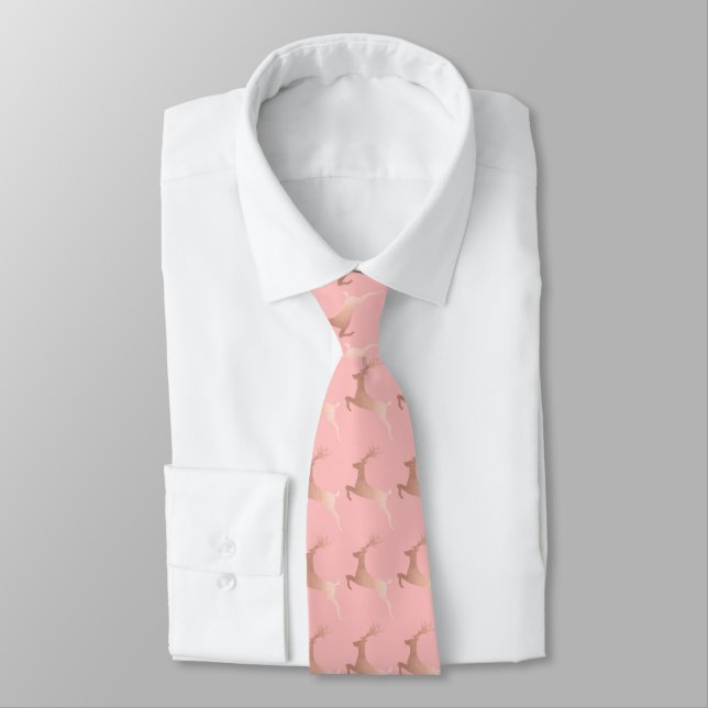 Elegantes Rosen-Goldrosa-Weihnachtsren-Muster Krawatte (Gebunden)