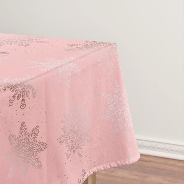 Elegantes Rosen-Goldweihnachtsschneeflocke-Muster Tischdecke (Beispiel)