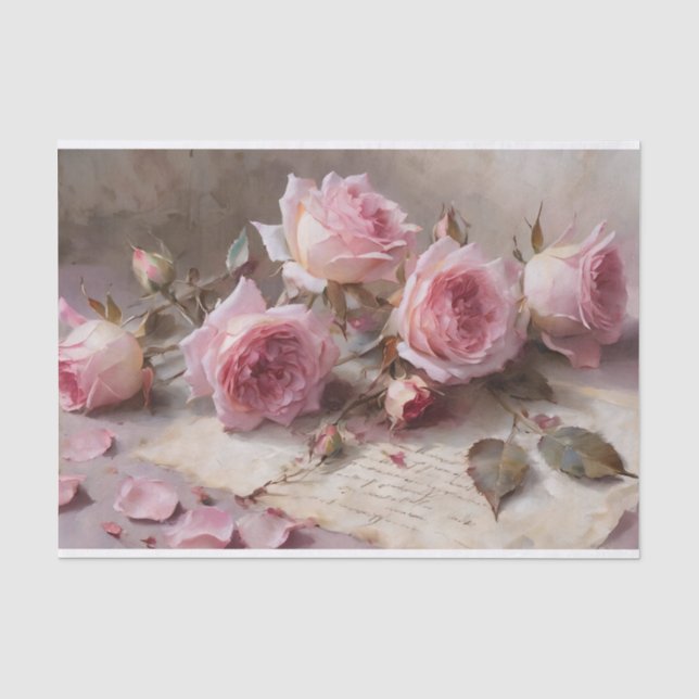 Elegantes Rosendekoupage Seidenpapier (Vorderseite)
