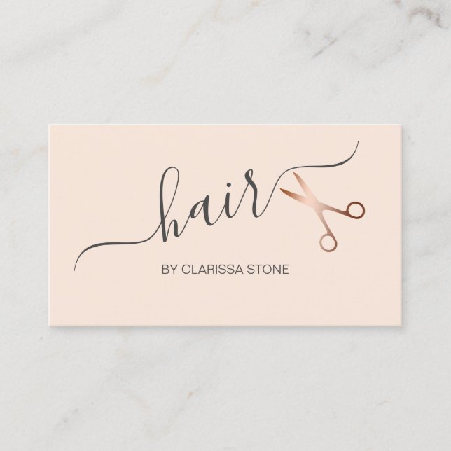 Elegantes Rosengold erröten rosa Scheren Visitenkarte (Vorderseite)