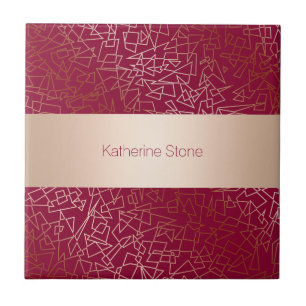 Elegantes Rosengold- u. -burgundersgeometrisches Fliese