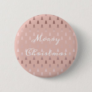 Elegantes Rosengold und rosa Weihnachtsbaummuster Button