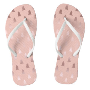 Elegantes Rosengold und rosa Weihnachtsbaummuster Flip Flops