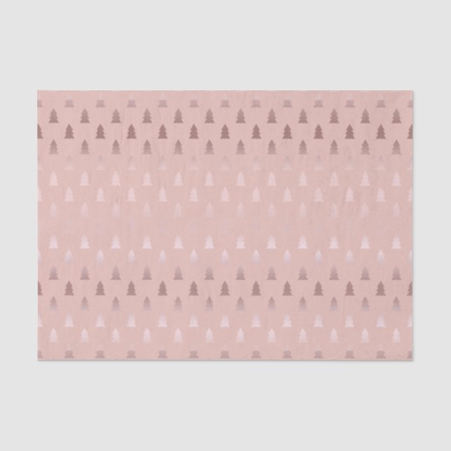 Elegantes Rosengold und rosa Weihnachtsbaummuster Seidenpapier (Vorderseite)