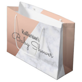 Elegantes Rosengold und weiße Marmorbabydusche Große Geschenktüte