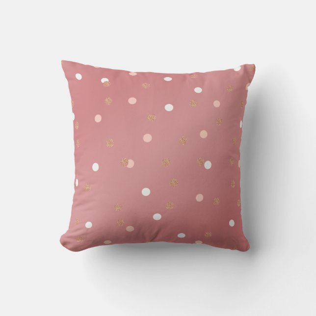 elegantes RosengoldGlitterrosapolka-Punktmuster Kissen (Vorderseite)