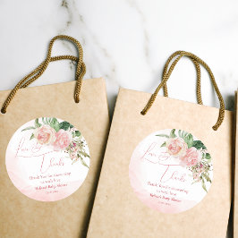 Elegantes Rosenrot Babydusche Danke Runder Aufkleber