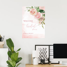 Elegantes Rosenrot Brautparty Begrüßung Poster