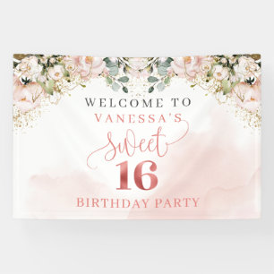 Elegantes Rosenrot Rosengrün Rose Gold süß 16 Banner