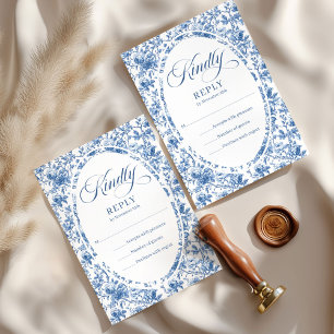 Élégantes Roses Bleu Profond Toile de Jouy RSVP