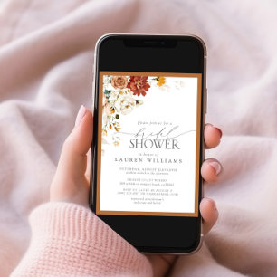 Elegantes Rost Orange Brautparty Invit Einladung