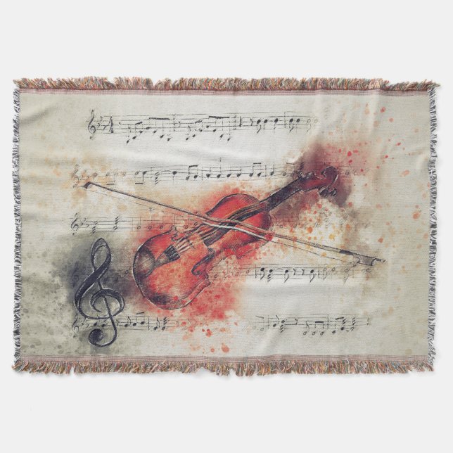 Elegantes Rost Schwarzes Creme Aquarell Violine Decke (Vorderseite)