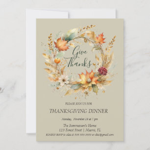 Elegantes rostfarbenes Herbstlaub - Dankeschön Einladung
