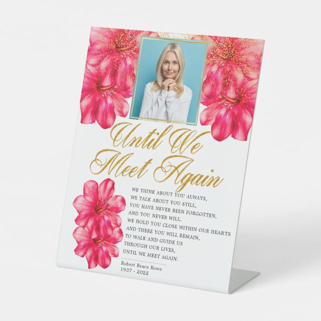 Elegantes Rosy Floral Beerdigung Gedicht Sockelschild (Vorderseite)