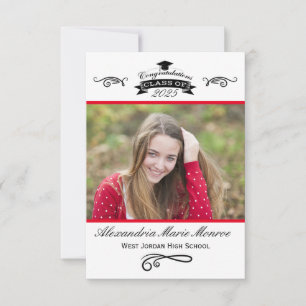 Elegantes Rot - 3x5 Abschluss Einladung