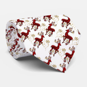 Elegantes Rot des Renmusters Gold Krawatte