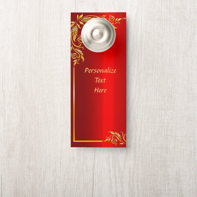 Elegantes Rot-Gold-Design Personalisiert Türanhänger (Auf Knauf)