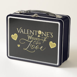 Elegantes Rot-Gold-Kalligrafie-Design zum Valentin Metall Brotdose