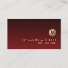 Elegantes Rot-Gold Monogramm Visitenkarte