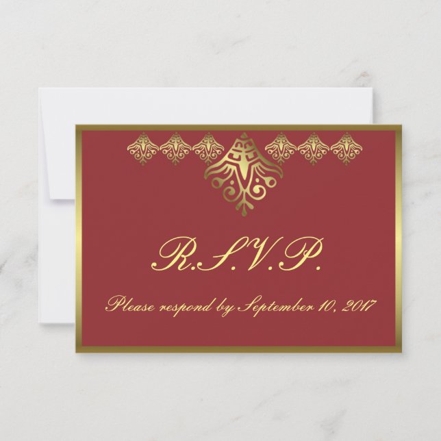 Elegantes Rot-Gold-UAWG RSVP Karte (Vorderseite)