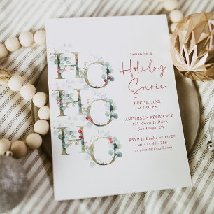 Elegantes Rot, Gold und Green Holiday Soiree Einladung