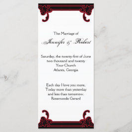 Elegantes Rot-Gotik-Rahmen-Hochzeitsprogramm Programm