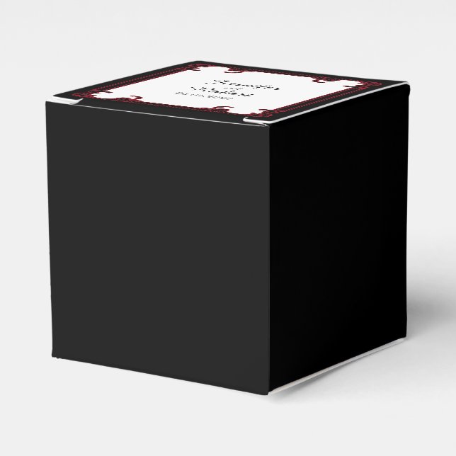 Elegantes Rot-Gotische Rahmen-Gastgeschenk Hochzei Geschenkschachtel (Vorderseite)