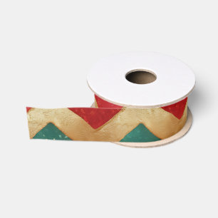 Elegantes Rot Grün Gold Chevron Muster Ripsband