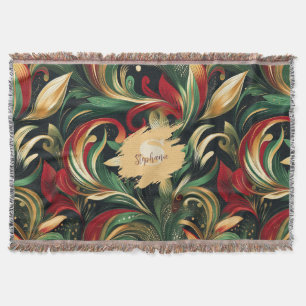 Elegantes Rot-, Grün- und Gold-Abstrakt Paisley-Bl Decke