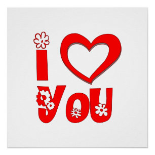Elegantes Rot Ich Liebe Dich Poster Kunst Druck