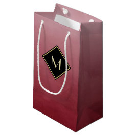 Elegantes Rot mit einfachem Gold Monogramm Kleine Geschenktüte