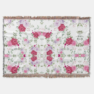 Elegantes Rot-Rot-Rosa-Blume-Muster Decke