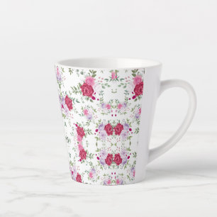 Elegantes Rot-Rot-Rosa-Blume-Muster Milchtasse