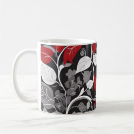Elegantes Rot-Schwarz-Leaf-Design Kaffeetasse