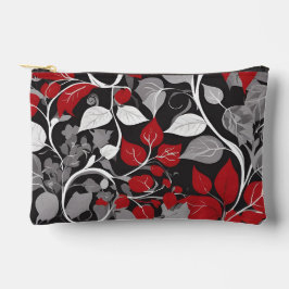 Elegantes Rot-Schwarz-Leaf-Design Zubehörtasche