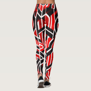 Elegantes Rot, Schwarz, Weiß mit subtilem Muster - Leggings
