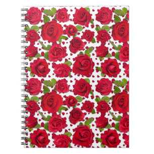 Elegantes Rot- und Dunkelrosa-Blumenrosenmuster Notizblock